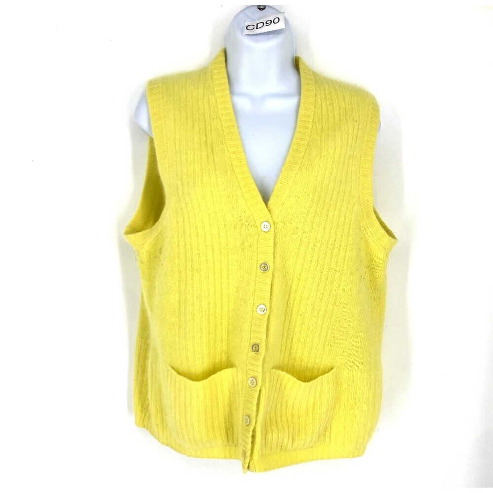 Vintage Love Me Lambswool Angora Yellow Knit Sweater Vest OS Soft Retro Geekwear